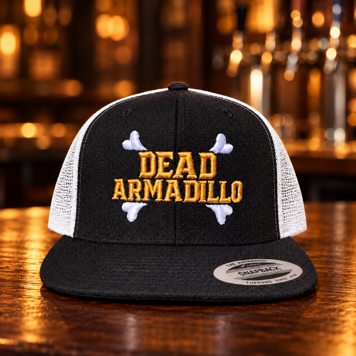Dead Armadillo Puff Embroidered Trucker Hat