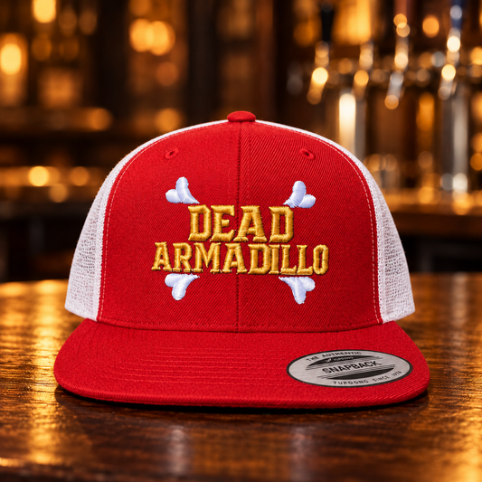 Dead Armadillo Puff Embroidered Trucker Hat