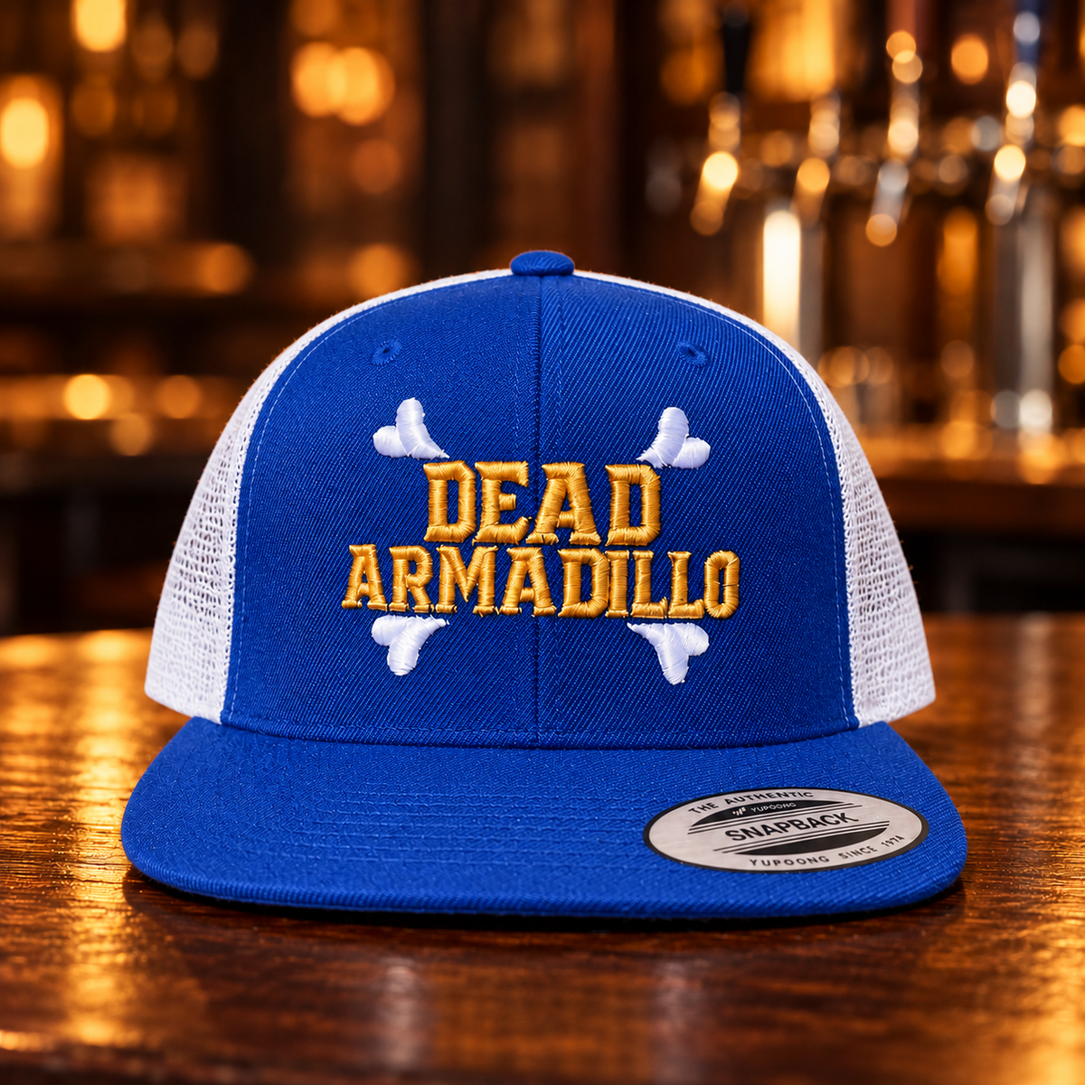 Dead Armadillo Puff Embroidered Trucker Hat