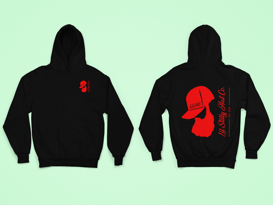 Black Hoodie with Red screen printed Lil Stilly Hat Co. logo